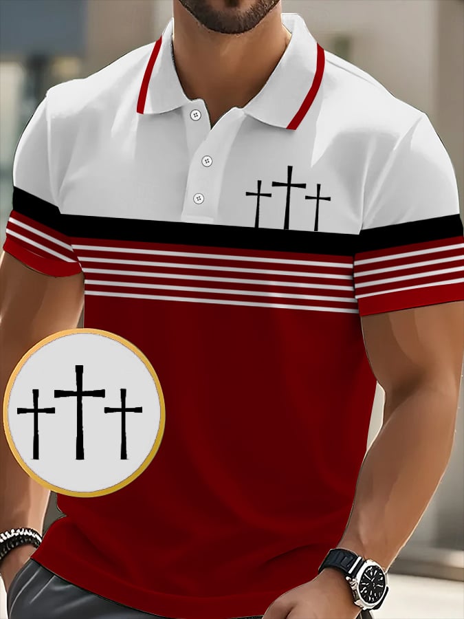 Men's Retro Faith Casual Printed Polo Shirt