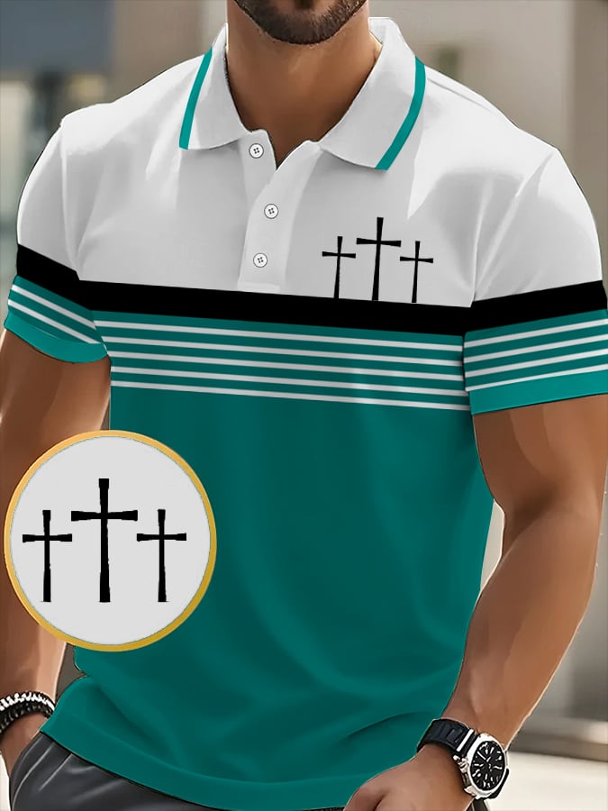 Men's Retro Faith Casual Printed Polo Shirt