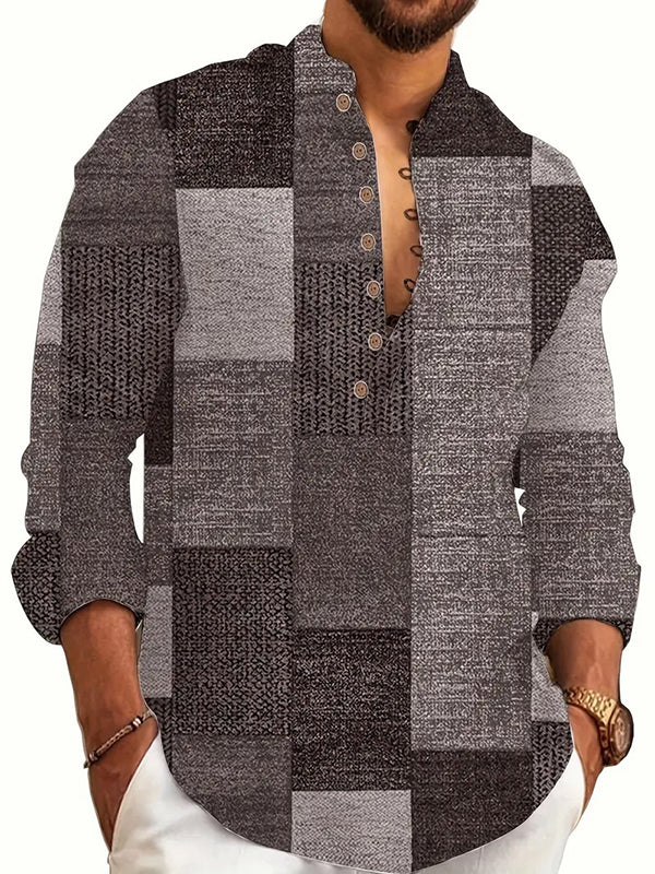 Men's Ethnic Style Pattern Long-Sleeved Shirts Tops