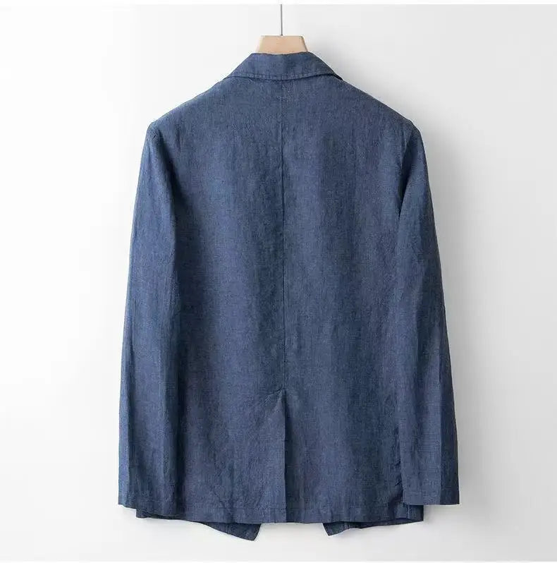 Spring Summer Men Suit Fashion Men Cotton Linen Two-piece Set Blazer Jacket + Pants Casual Business Thin Clothing Breathable