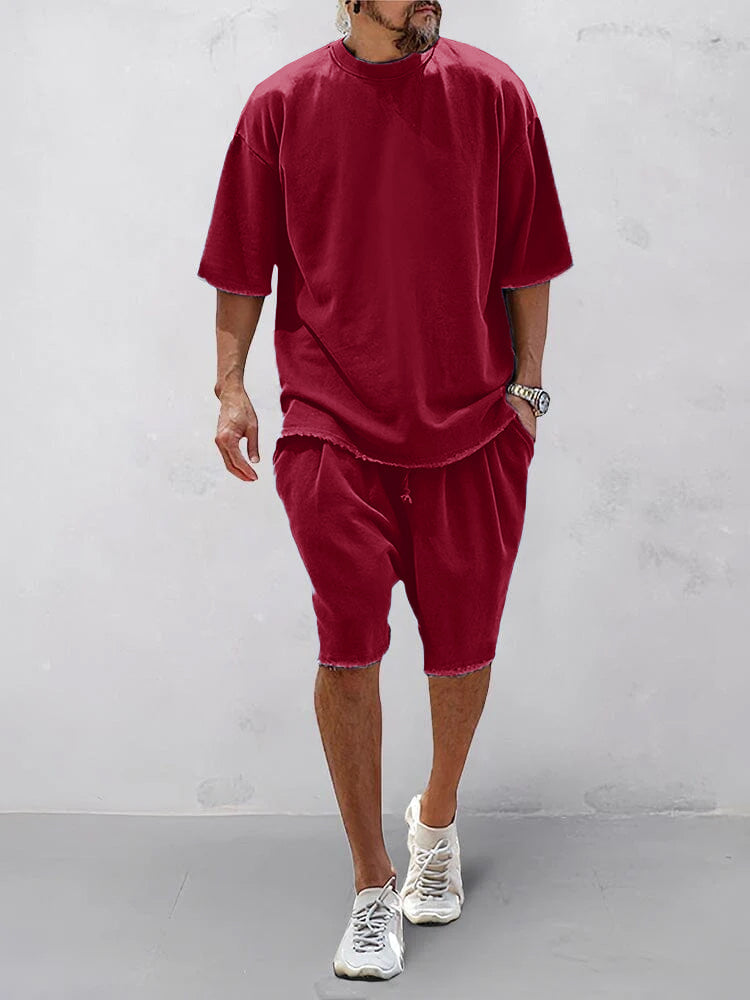 Casual Loose Fit Solid Sports Sets