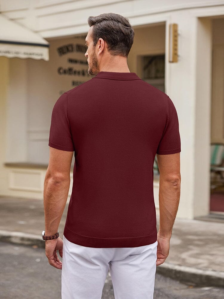 Classic Solid Color Knit Polo Shirt