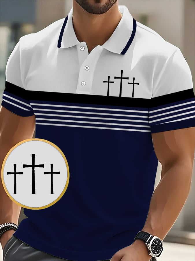 Men's Retro Faith Casual Printed Polo Shirt