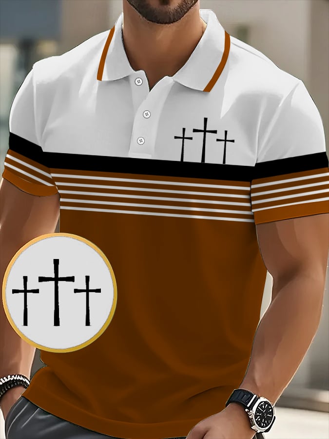 Men's Retro Faith Casual Printed Polo Shirt