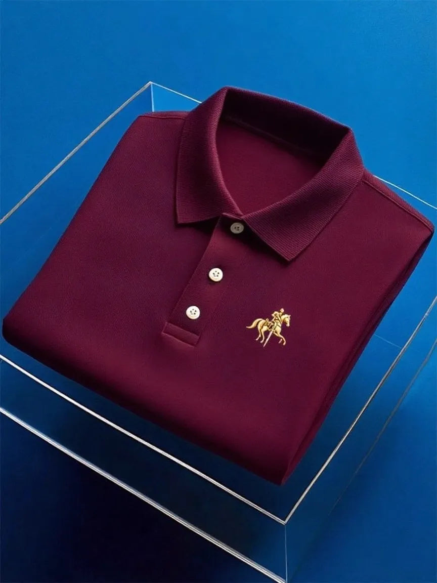 Men's Business Casual Button Short Sleeve Polo Shirt
