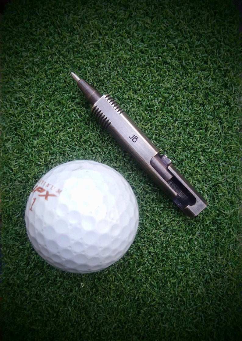 Brass retro mini bolt action pen - Writing tool. Golf scorecard pen. EDC, pocket carry. Camping kit gift.
