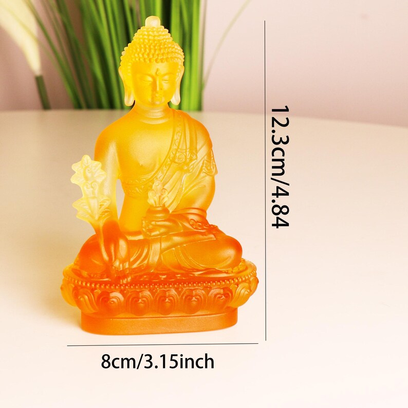 Handmade Glass Medicine Buddha Statue: Home Decor Gift