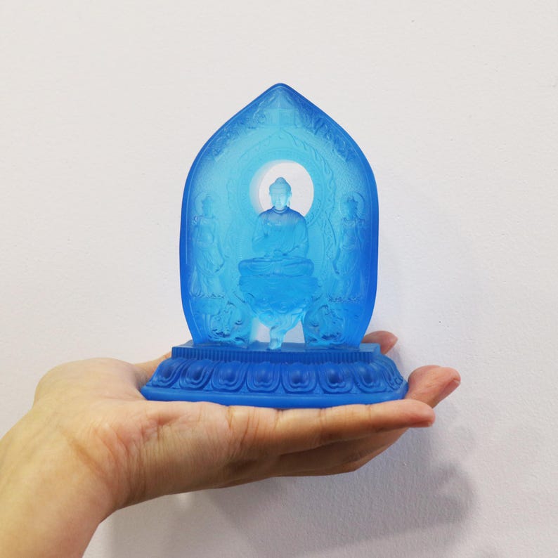 Handmade Glass Buddha Statue: Eastern Saints Triad Ornament