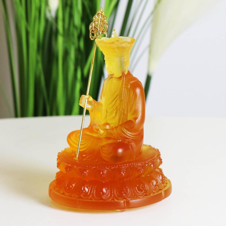 Water Glass Ksitigarbha Bodhisattva Statue: Buddhist Temple Ornament