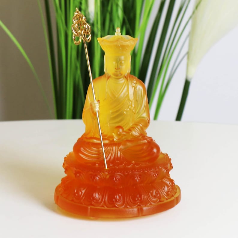 Water Glass Ksitigarbha Bodhisattva Statue: Buddhist Temple Ornament