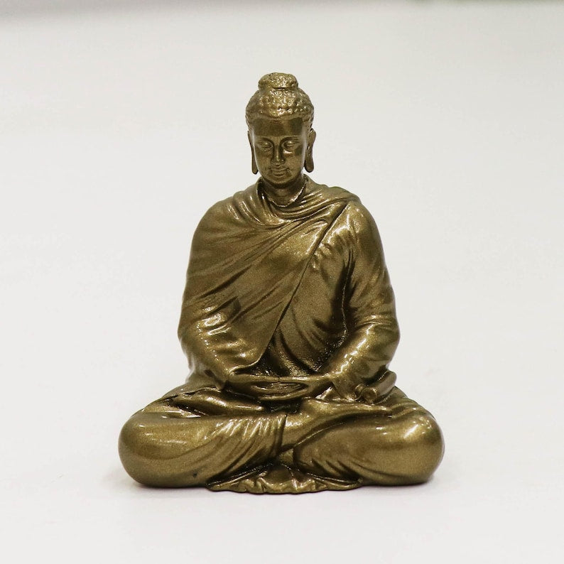 Seated Sakyamuni Buddha Statue: Pure Brass Home Altar Ornament