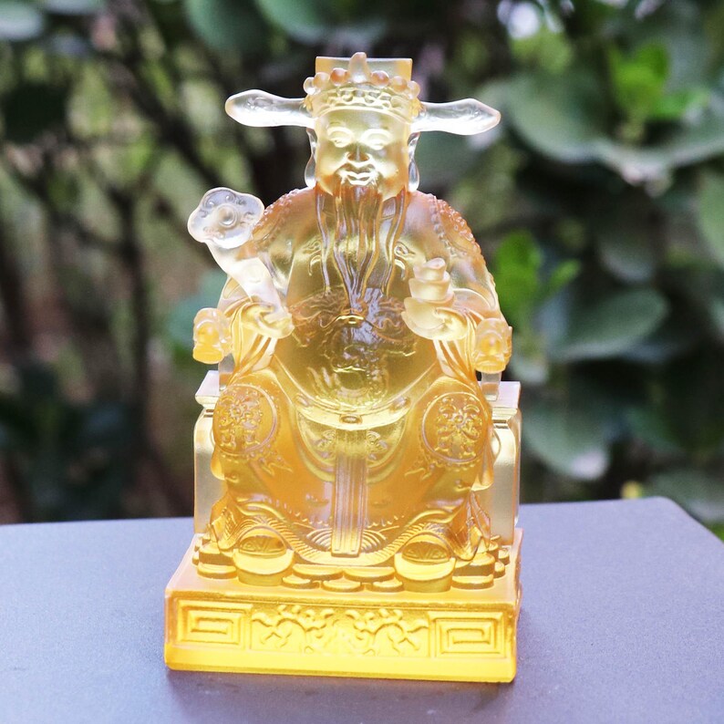 Glass God of Wealth Statue - Cai Shen Fortune Ornament