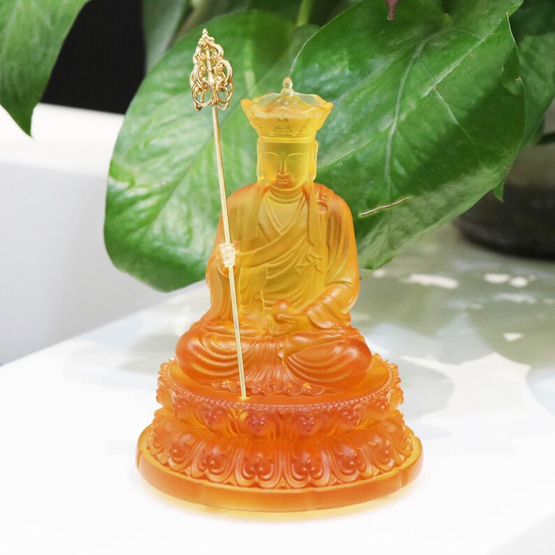 Water Glass Ksitigarbha Bodhisattva Statue: Buddhist Temple Ornament