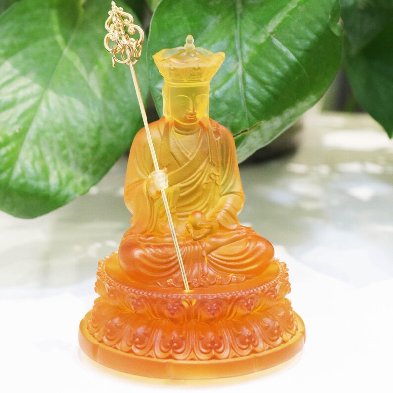 Water Glass Ksitigarbha Bodhisattva Statue: Buddhist Temple Ornament
