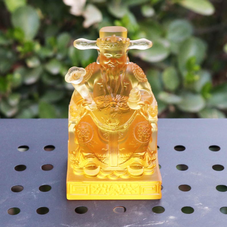 Glass God of Wealth Statue - Cai Shen Fortune Ornament