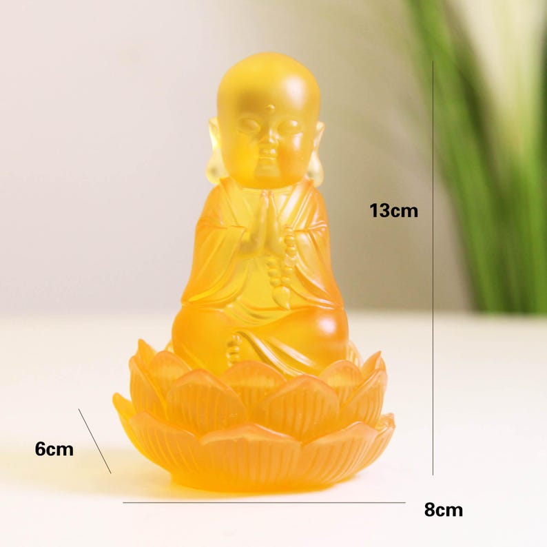 Resin Baby Buddha Statue: Amber Tone Home Altar Decor