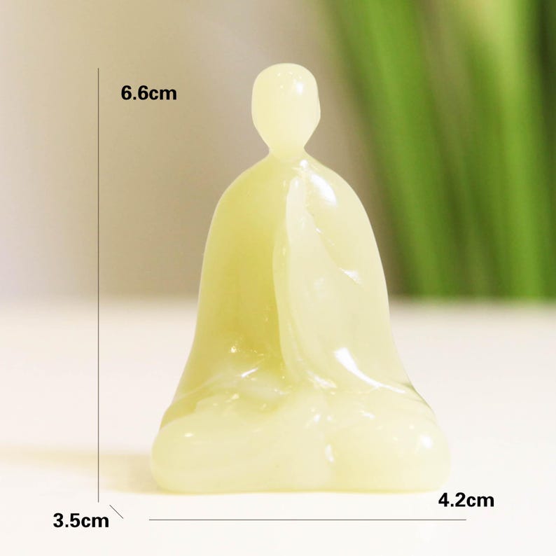 Jade Buddha Statue, Resin Base, Home Living Room Desktop Ornaments, Chinese Zen Porch Study Room Decoration, Housewarming Gift