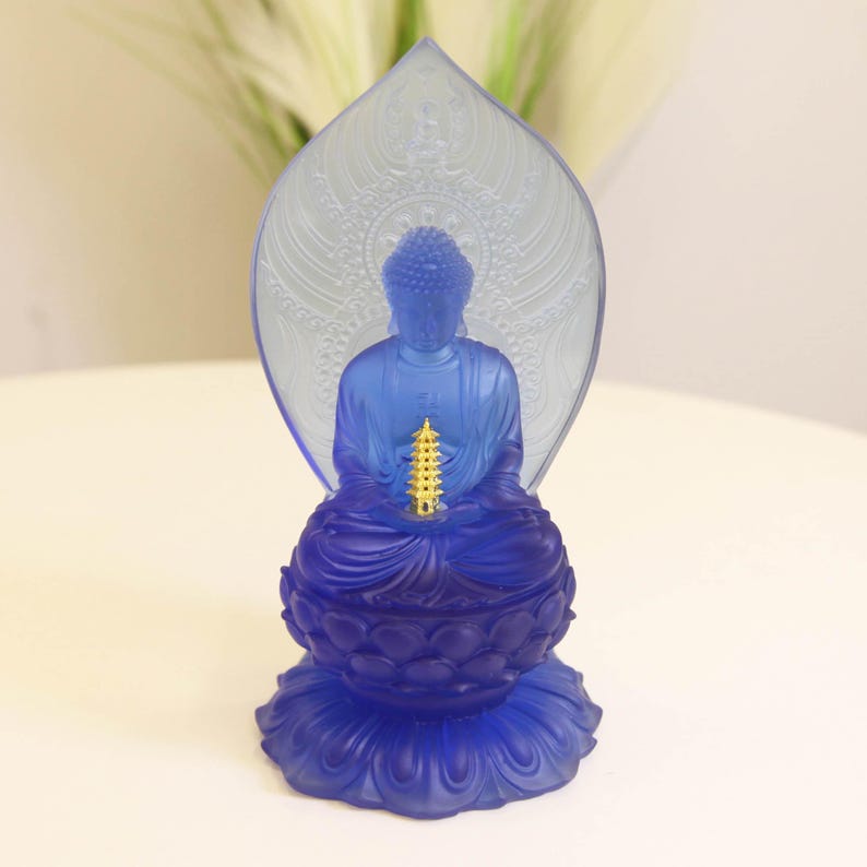 Resin Medicine Buddha Statue: Gold Gilded Buddhist Temple Offering
