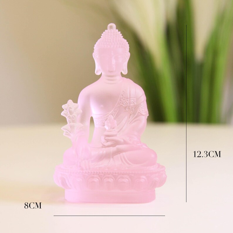 Handmade Glass Medicine Buddha Statue: Home Decor Gift
