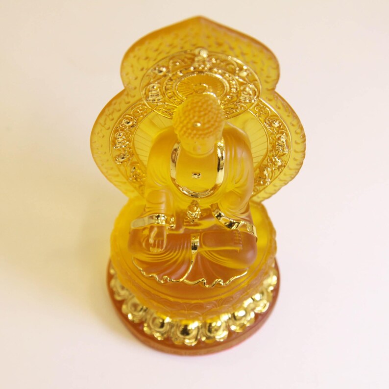 Resin Amitabha Buddha Statue, Home Living Room Worship Buddhist, Temple Three Treasures Buddha To Protect Peace Ornaments