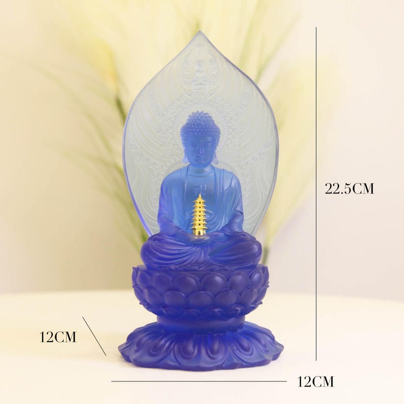 Resin Medicine Buddha Statue: Gold Gilded Buddhist Temple Offering