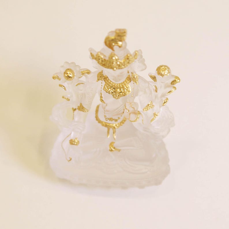 Gilded White Tara Statue: Buddhist Altar Ornament