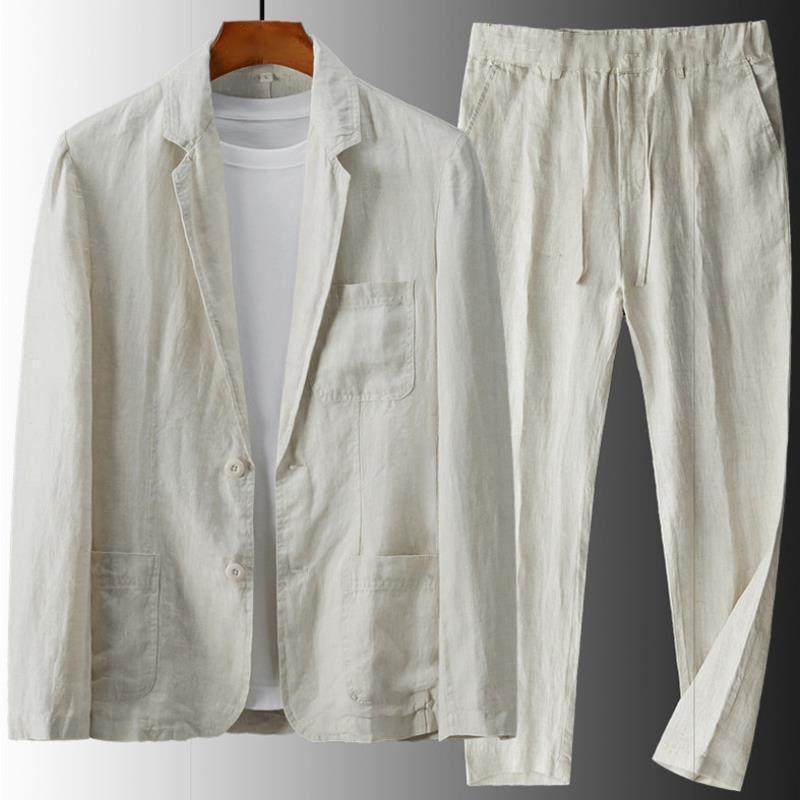 Men's Lightweight Business Blazer and Pants Set Casual Summer Suit Outfit