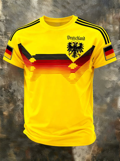 Men's Fashion German Football Team Fan Print Crew Neck T-Shirt