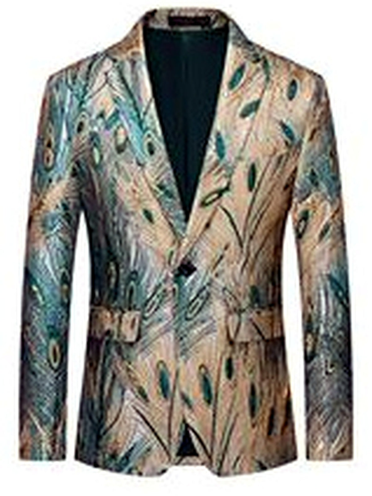 Men's Jacquard Blazer Suit Jacket One Button Party Banquet Formal Outfit in Multicolor - product view