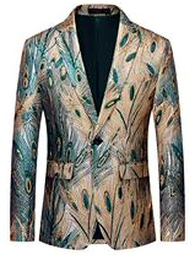 Men's Jacquard Blazer Suit Jacket One Button Party Banquet Formal Outfit in Multicolor - product view