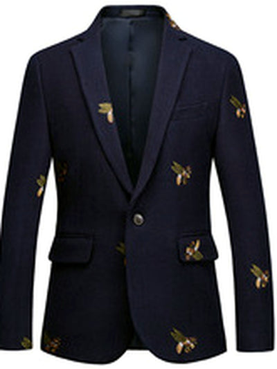 Men's Straight Fit Long Sleeve Blazer for Everyday Smart-Casual Wear in Navy - product view