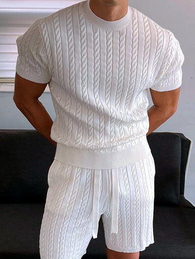 Men's Lyocell Cotton Casual Bermuda Shorts Elastic Waist Summer Shorts in White - product view