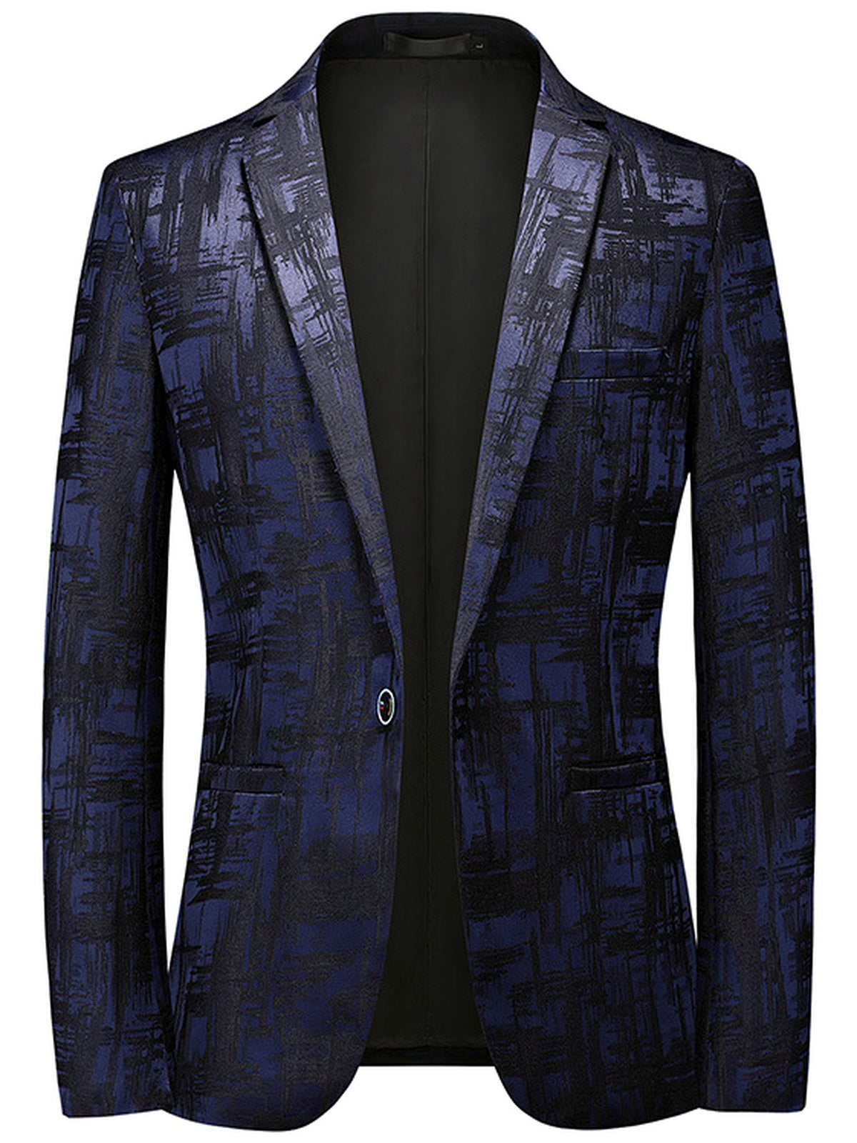 Men's Slim Fit Lightweight Long Sleeve Blazer for Everyday Smart-Casual Wear in Navy - product view