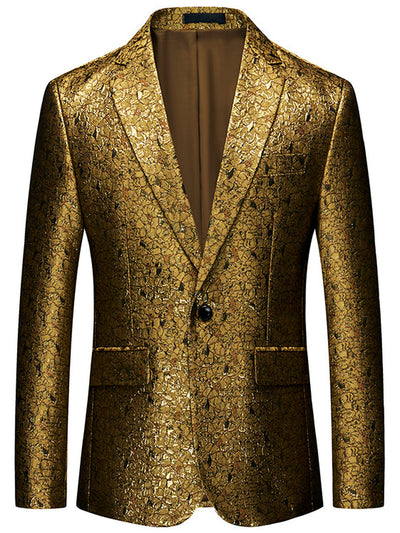 Men's Slim Fit Long Sleeve Blazer for Everyday Smart-Casual Wear in Gold - product view