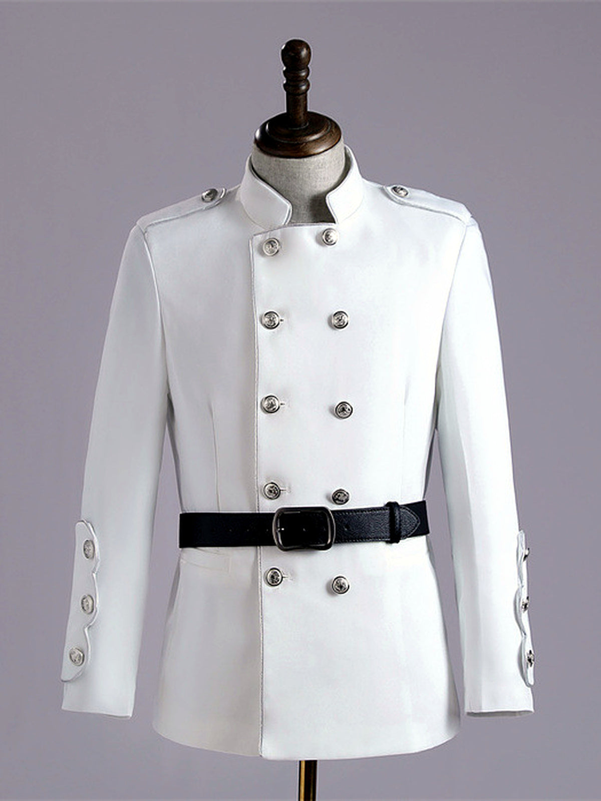 Men's Jacquard Blazer Suit Jacket One Button Party Banquet Formal Outfit in White - product view