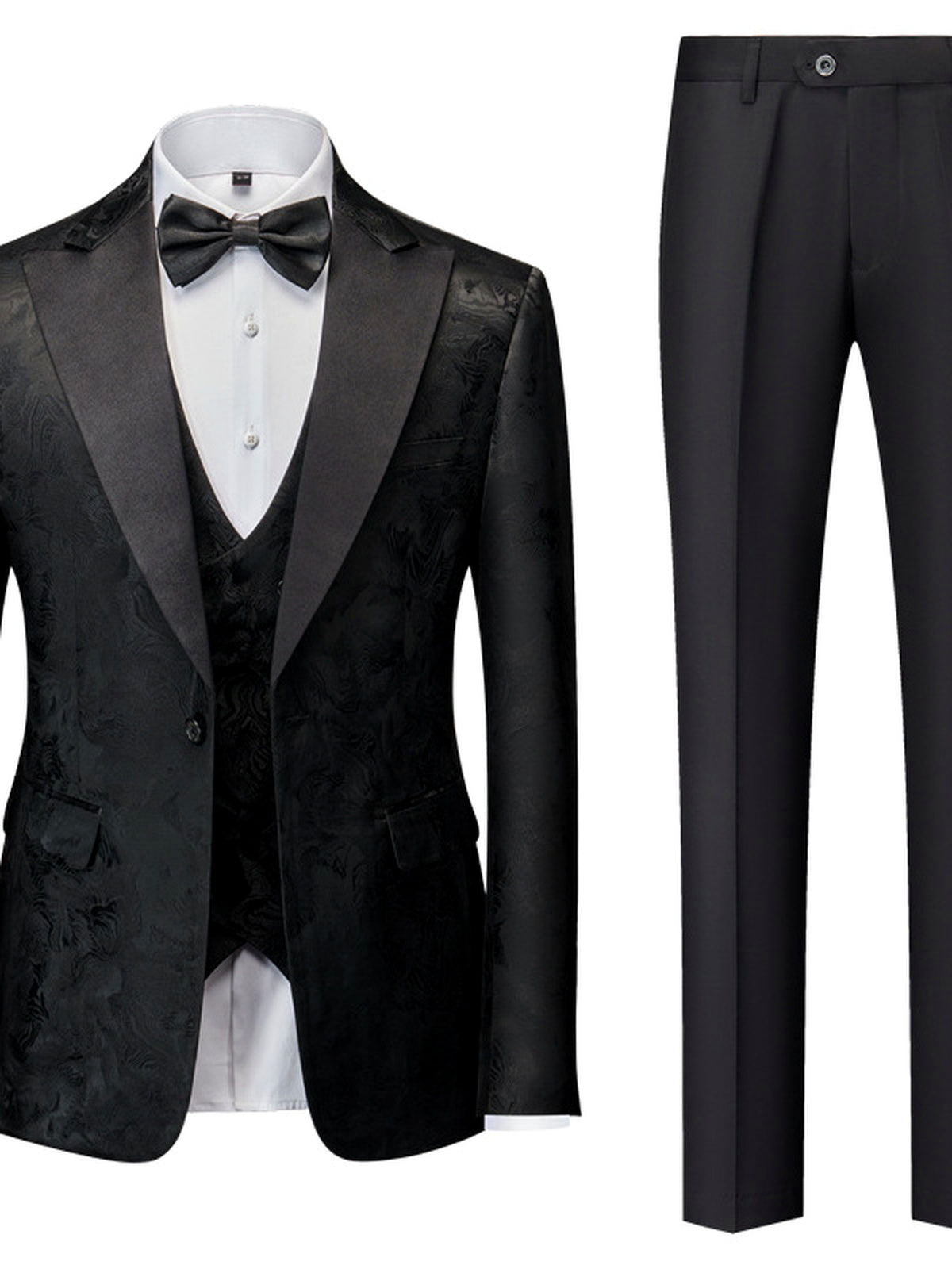 Men's Lightweight Business Blazer and Pants Set Casual Suit Outfit in Black - product view