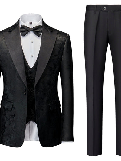 Men's Lightweight Business Blazer and Pants Set Casual Suit Outfit in Black - product view
