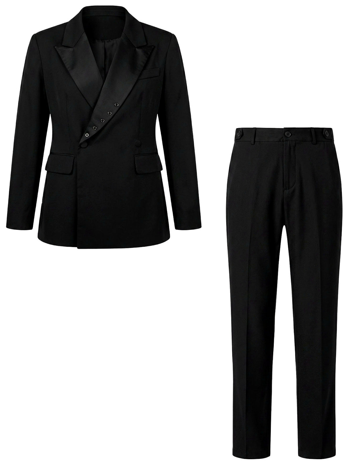 Men's Lightweight Business Blazer and Pants Set Casual Suit Outfit in Black - product view