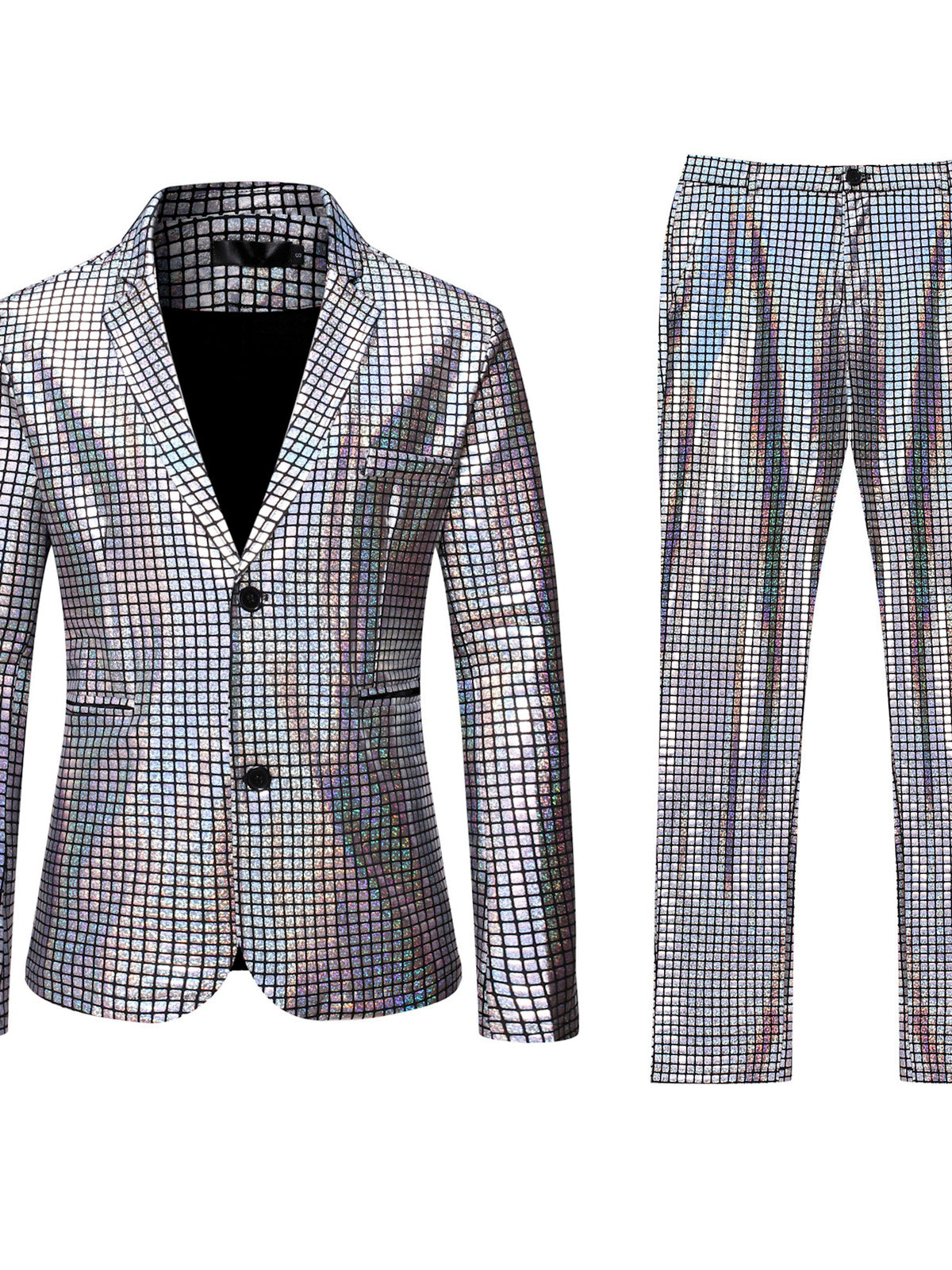 Men's Lightweight Business Blazer and Pants Set Casual Suit Outfit in Gray - product view