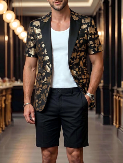Men's Jacquard Blazer Suit Jacket One Button Party Banquet Formal Outfit