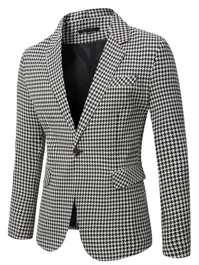 Men's Lapel Collar Slim Fit Long Sleeve Blazer for Everyday Smart-Casual Wear in Gray - product view