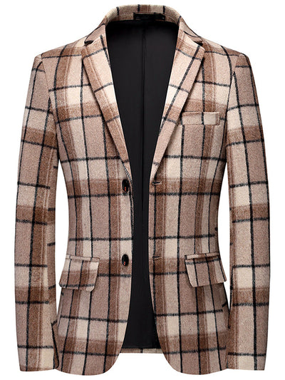 Men's Jacquard Blazer Suit Jacket One Button Party Banquet Formal Outfit in Khaki - product view