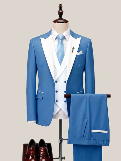 Men's Jacquard Blazer Suit Jacket One Button Party Banquet Formal Outfit in Blue - product view