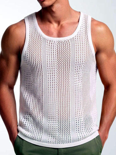 Men's Sleeveless Linen Vest Shirt Lightweight Casual Summer Top in White - product view