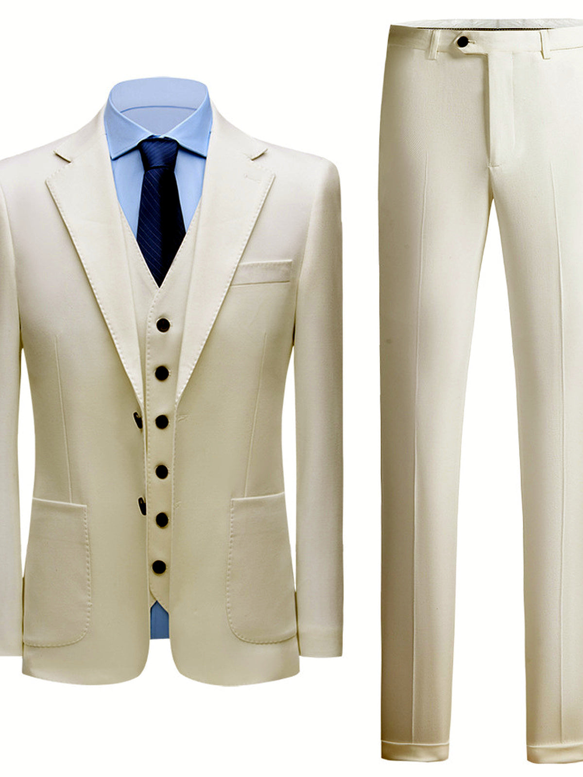 Men's Jacquard Blazer Suit Jacket One Button Party Banquet Formal Outfit in White - product view
