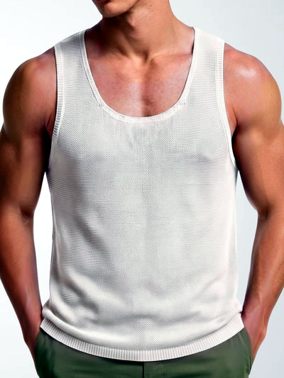 Men's Sleeveless Linen Vest Shirt Lightweight Casual Summer Top in White - product view