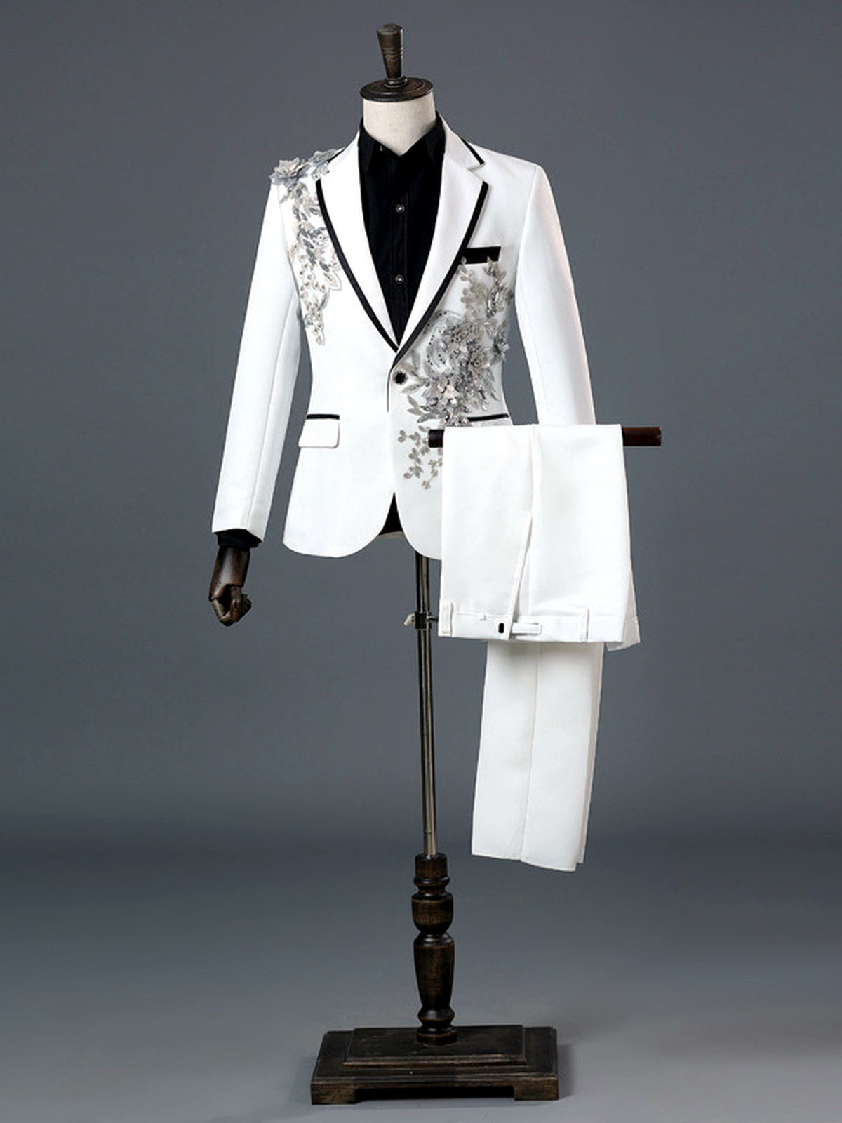 Men's Lightweight Business Blazer and Pants Set Casual Suit Outfit in White - product view