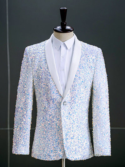 Men's Slim Fit Blazer for Everyday Smart-Casual Wear in White - product view