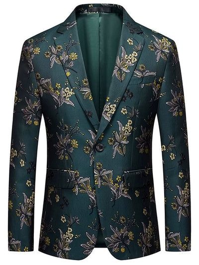 Men's Jacquard Blazer Suit Jacket One Button Party Banquet Formal Outfit in Multicolor - product view