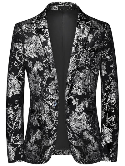 Men's Slim Fit Single-Breasted Long Sleeve Blazer for Everyday Smart-Casual Wear in Black - product view